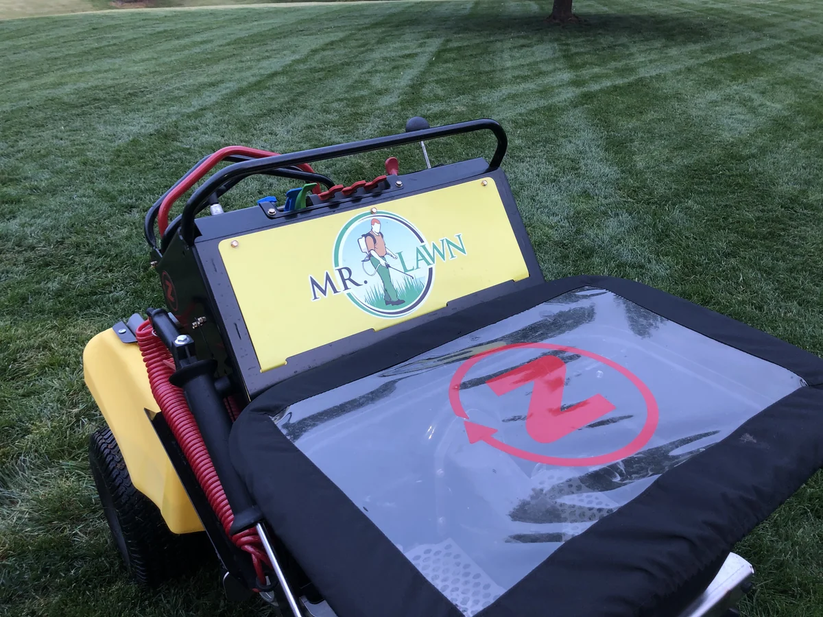 Mr Lawn Equipment on Manicured Green Grass in Columbia — Mr. Lawn Care, Middle Tennessee lawn treatment