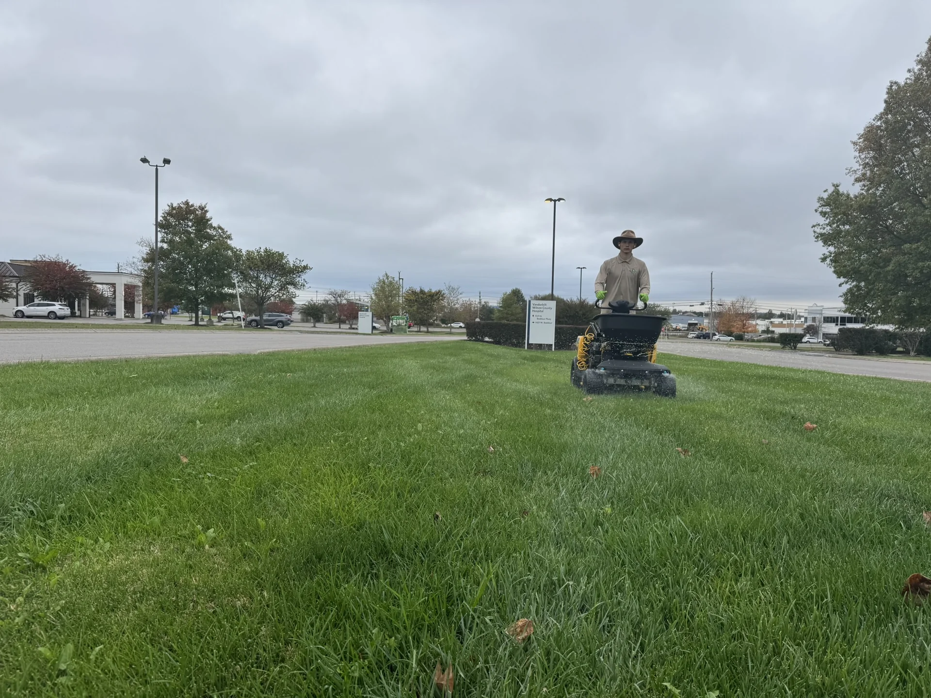 Stinger Gateway Applicator and Our Horticulturist Kirkland Operating It at Vanderbilt Hospital — Mr. Lawn Care, Middle Tennessee lawn treatment