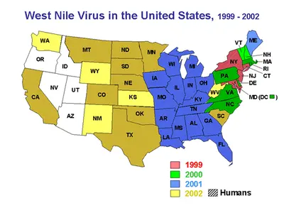 West Nile Virus (Encephalitis-type virus identified in Uganda (1937) in Middle Tennessee